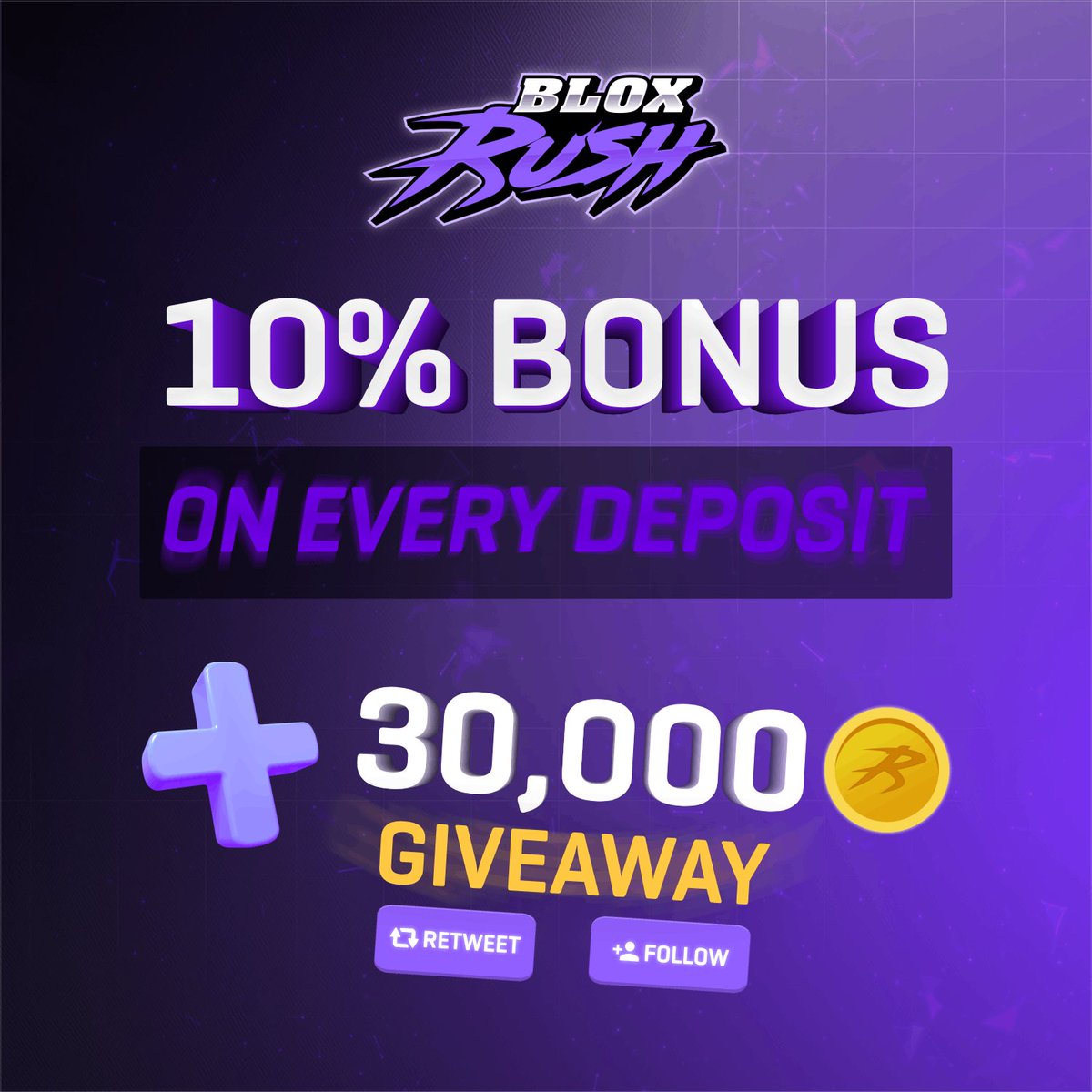 bloxrushcom's tweet photo. 10% DEPOSIT BONUS &amp; 30K GIVEAWAY 🎁

For the next 3 days, any DEPOSIT 💸 by crypto / kinguin will automatically be added a bonus of 10 percent! 🔟

30,000 on website balance #Giveaway 
✅ RETWEET this post
📷 FOLLOW @bloxrushcom

The giveaway ends on January 18.  #Competition https://t.co/iQQbCsgwAW