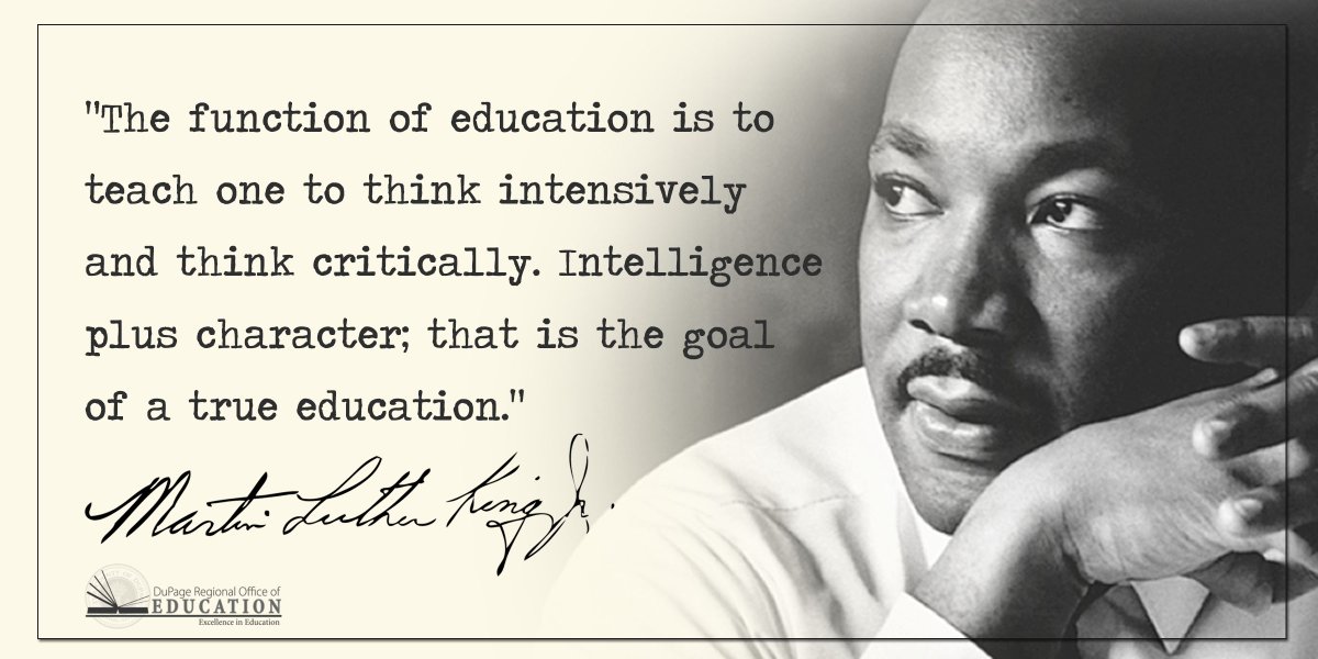 DuPageROE's tweet photo. Today we honor the legacy of Dr. Martin Luther King, Jr., and we express our sincere hope that "we will be able to transform the jangling discords of our nation into a beautiful symphony of brotherhood."
#unityNotUniformity
#diversityisbeautiful
#DROEeducationMatters https://t.co/1A1vvUY3Lq