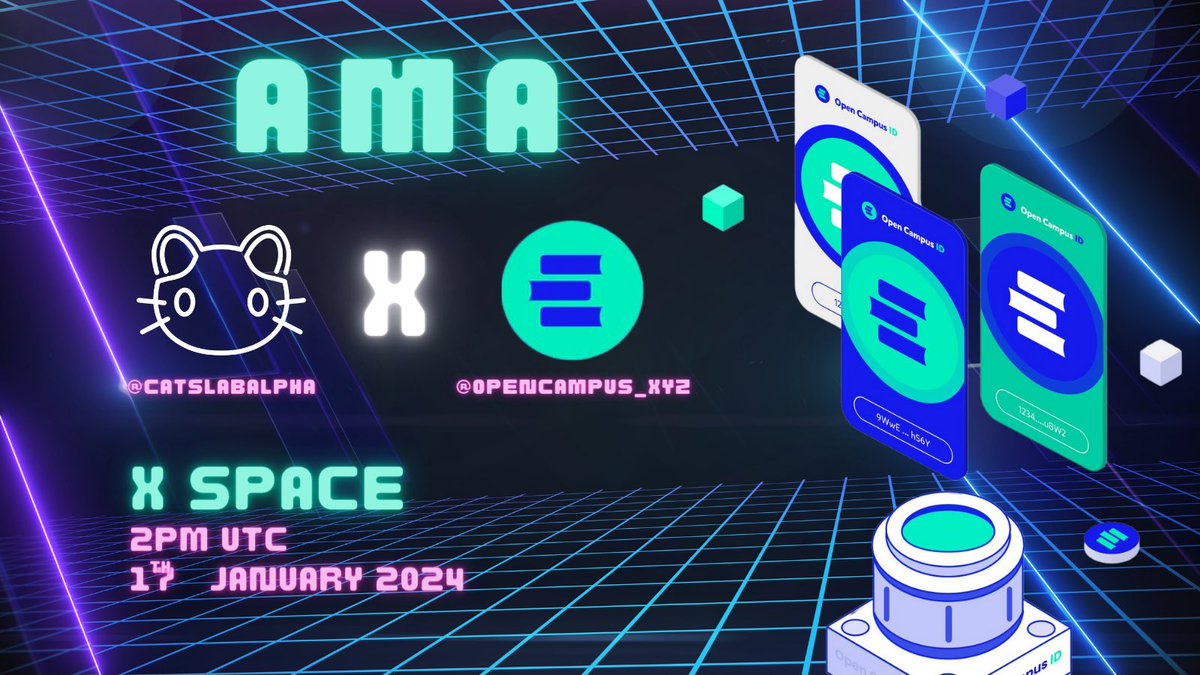 CatsLabAlpha's tweet photo. 😼Cats Lab Alpha X Open Campus📚

Join our AMA session to get to know better about @opencampus_xyz 
 
📅2pm UTC, 17th January
✔️Like, RT, and set reminders!
🎙️ https://t.co/RijjJ7DRsO

We have WL spots to giveaway, so make sure you don't miss it! https://t.co/drIZLMdSlh