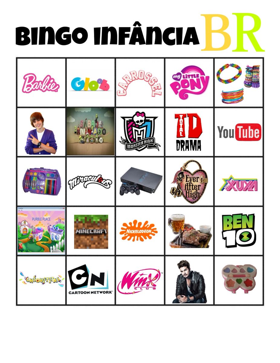 celeubis's tweet image. Bingo da infância br (façam pfv deu trabalho)