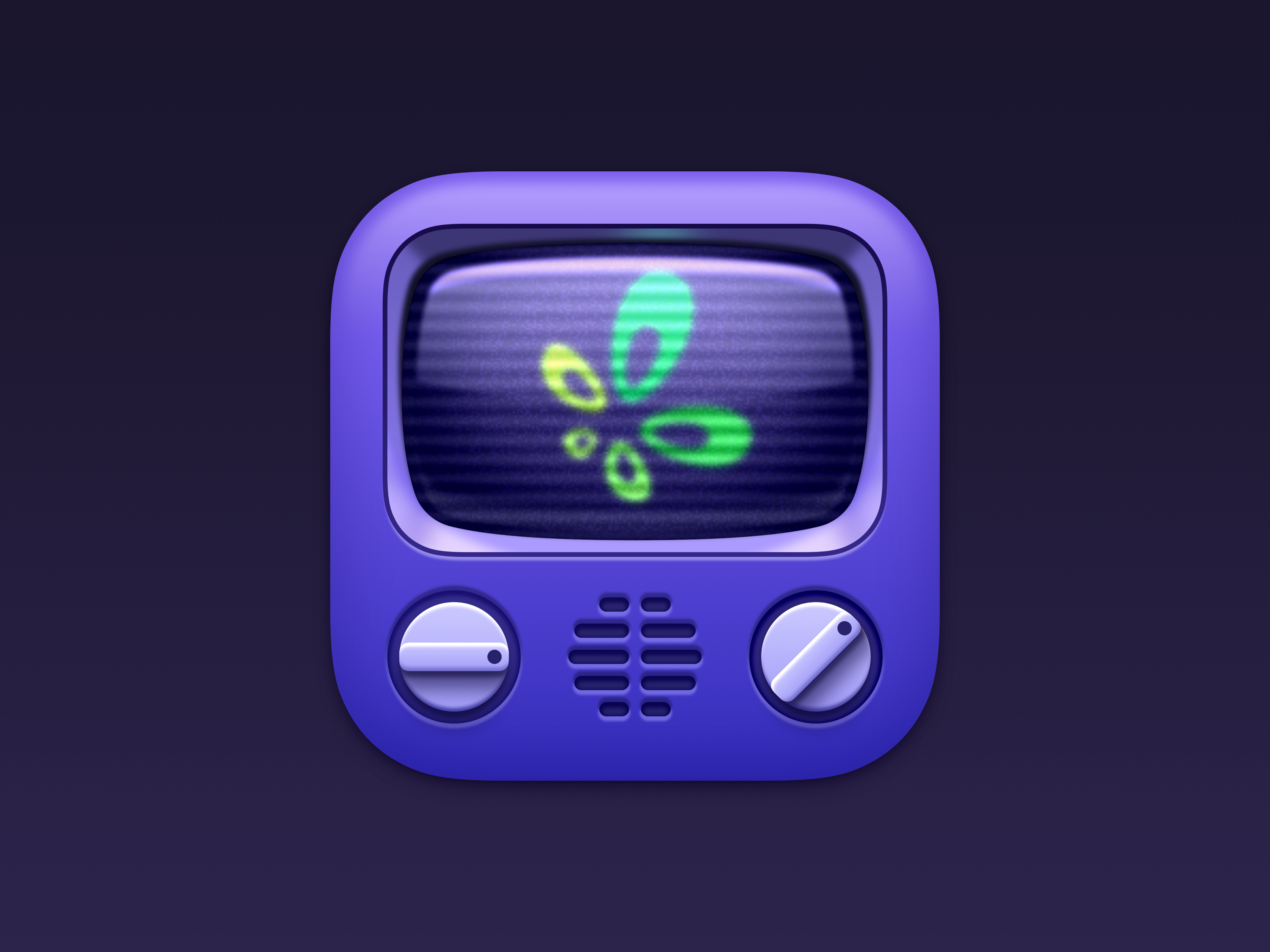 App icon for Owncasts showing an old, purple vintage tv screen – iOS version