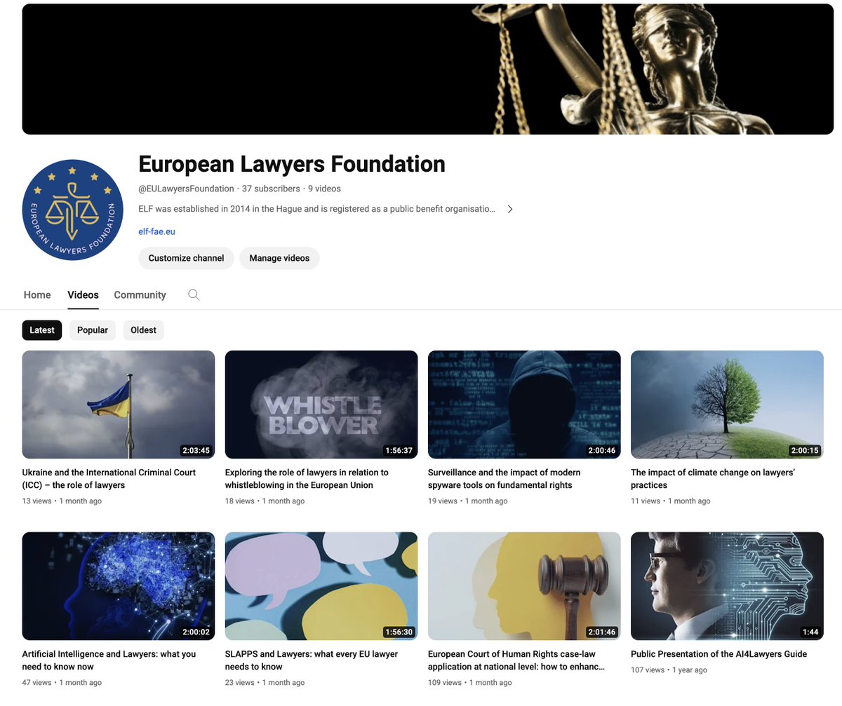 EULawyersFound's tweet photo. In our newly-created YouTube channel, you can find video recordings of our past webinars, with relevant topics for lawyers. Our channel will be regularly fed with new content, so make sure you subscribe to always stay up-to-date! https://t.co/u0Cc40oUFg #ELFNetwork https://t.co/ftYaa9Uz5v