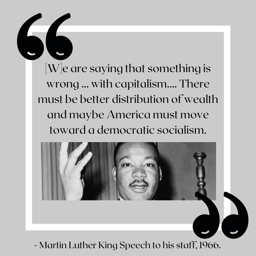 nctriangle_salt's tweet photo. As we celebrate Martin Luther King Jr. Day there is a key fact of his life and activism that no major celebration or speech will commemorate: that King was a staunch anti-capitalist. Dr King's main concern was for the material needs of poor people to be addressed, (1/3) https://t.co/PvhplSnmbC