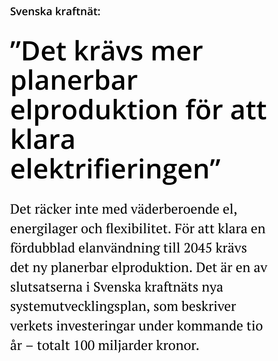 @jonasmoberg1 @DNDebatt @susannasilfver @liberalerna @AndersWijkman Vad DN säger tar jag lätt på. SvK lyssnar jag däremot på och de efterfrågar mer planerbar kraft i södra Sv. Det behöver inte vara kärnkraft men jag har själv svårt att se några alternativ när samhället ska bli fossilfritt.