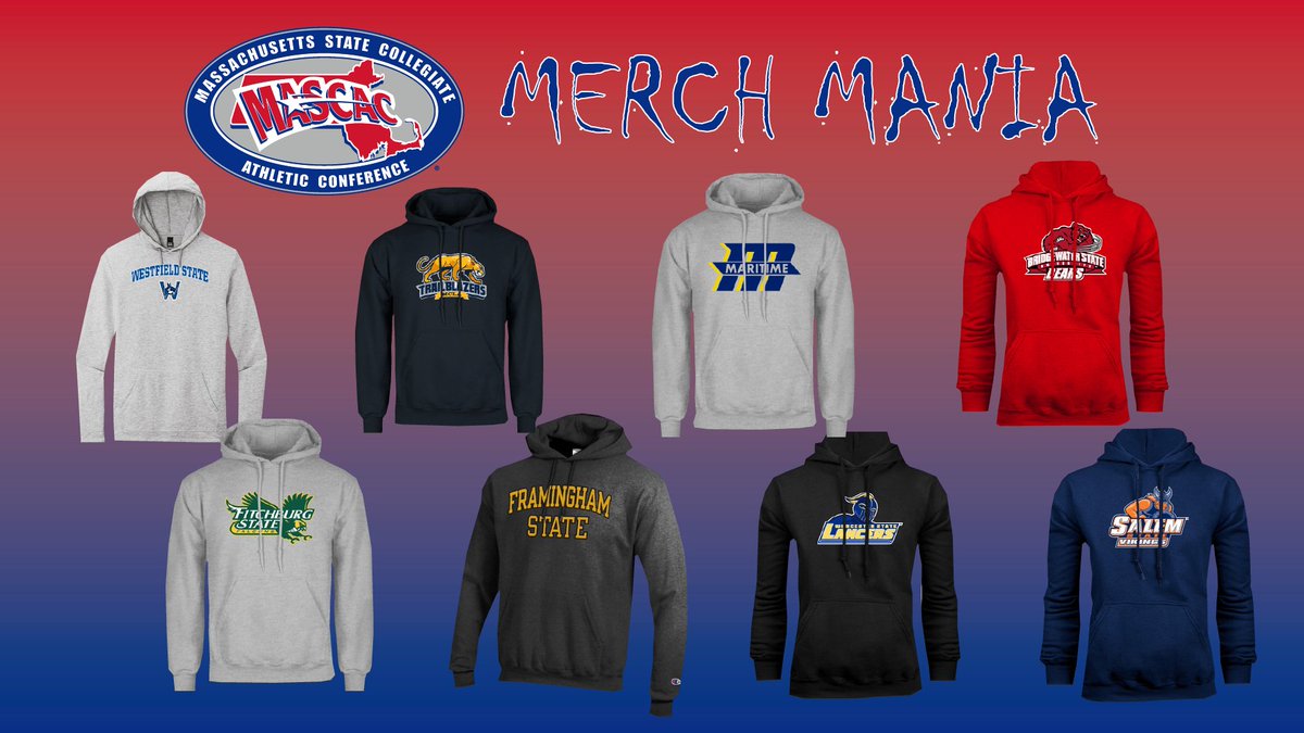 mascacsports's tweet photo. I know we are all feeling the chill outside so why not enter to win a sweatshirt from your favorite #MASCAC school in this week's #MASCACMerchMania giveaway! Enter to win at the link here - https://t.co/LhARLXn50N until Saturday at 11:59 pm. #giveaway #MASCACpride https://t.co/Zwbk529wB8