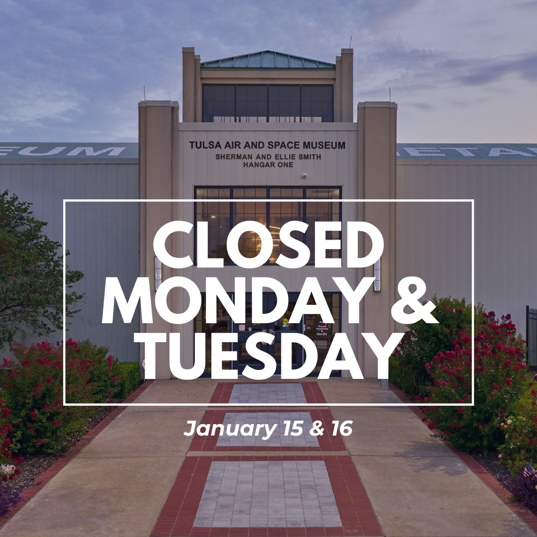 TulsaAirSpace's tweet photo. TASM will be closed Tuesday, January 16. (And we're closed today as usual.) Stay warm, friends! https://t.co/6SZ0DuOzuk