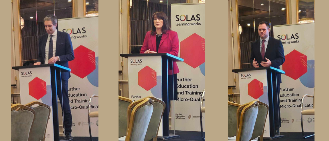 This morning we attended the @SOLASFET launch of Further Education and Training Micro-Qualifications. Mary Lyons of SOLAS was joined by Ministers @SimonHarrisTD and @nealerichmond to launch the new offering to address the skills needs of the Irish workforce. #microquals