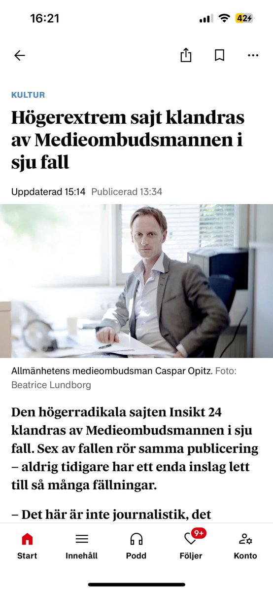 Högerradikala sajten Insikt 24 klandras av Medieombudsmannen (MO) i sju fall. 

”Detta handlar inte ens om ett försök till objektiv granskning, det handlar om att gömma sig bakom journalistik för att ge sig på meningsmotståndare”, säger MO <a href="/casparopitz/">Caspar Opitz</a> 

dn.se/kultur/hogerex…
