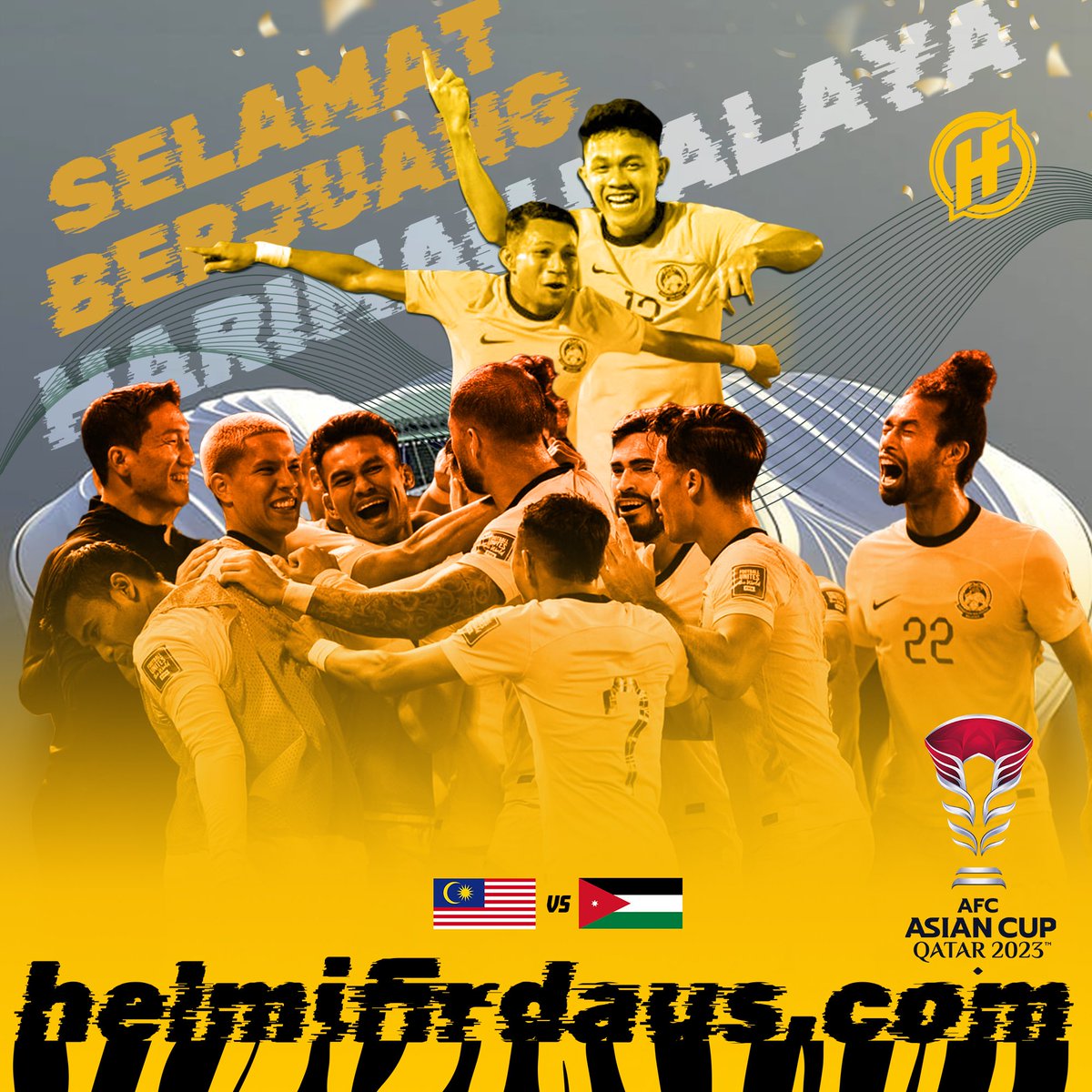 helmifirdausMY's tweet photo. Tak mustahil Malaysia mampu kejutkan Jordan awal pagi nanti di #PialaAsia2023 
Menang malam ni, kita akan panjat ranking FIFA 124 dunia, insya-Allah

#AsianCup2023 #MASvJOR https://t.co/DpSiWh6blt