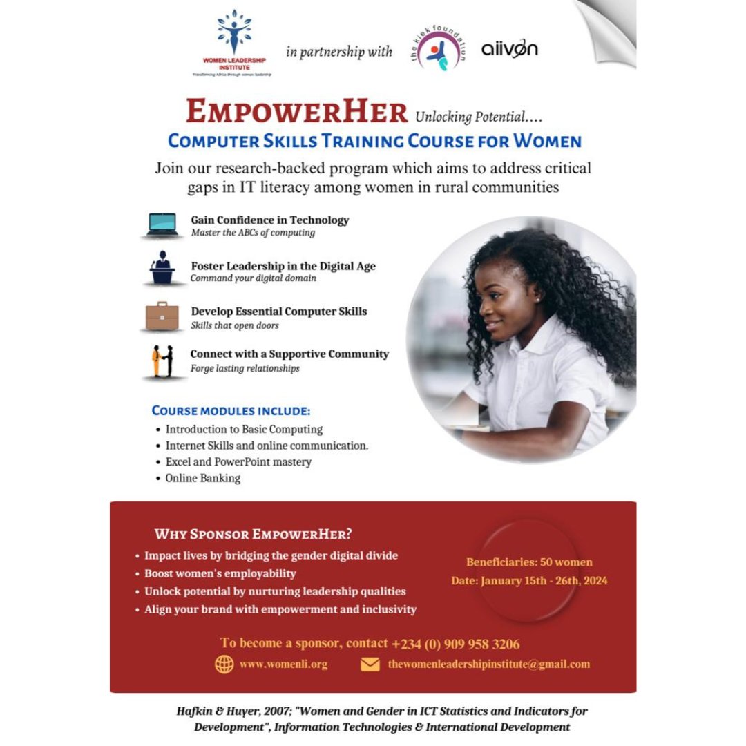 AiivonHub's tweet photo. We're super excited about this FREE basic computer skills training for women put together by Women Leadership Institute in partnership with @AiivonHub  

Congratulations to all the selected beneficiaries!!!

Classes start today at Aiivon Innovation Hub - 167 St. James House off https://t.co/685BupPb8b