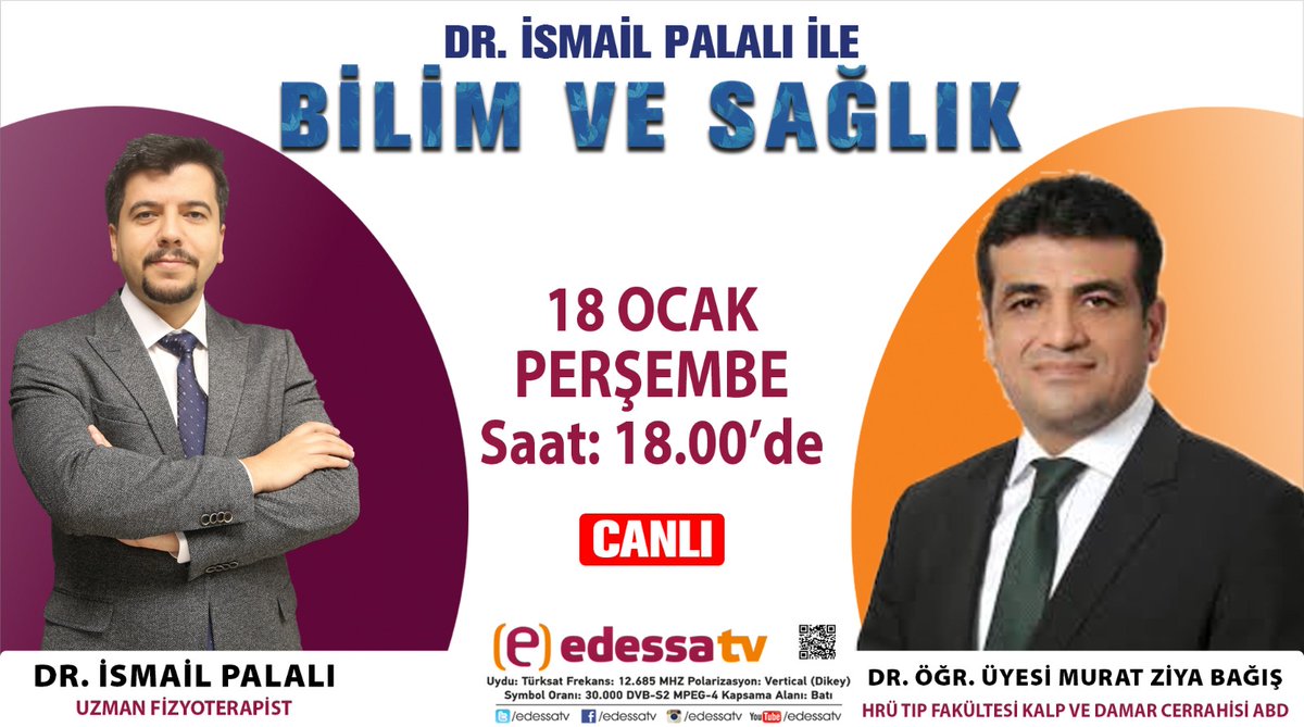 fzytrpst's tweet photo. Edessa Tv de BİLİM ve SAĞLIK programında bu hafta konuğum Harran Tıp Kalp Damar Cerrahisi ABD dan Dr.Öğr.Üyesi Ziya Bağış. Özellikle küçük kesik ile kalp ameliyatlarını ve diğer kalp damar hastalıklarının cerrahi süreçlerini konuşacağız
Sorularınız ile katkıda bulunabilirsiniz https://t.co/eHmLwqDY4a