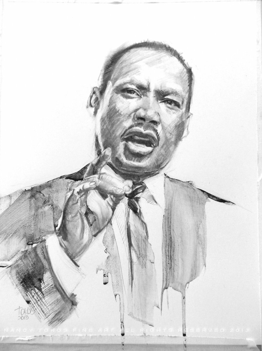 nancytokos's tweet photo. "Martin Luther King, Jr."   |  charcoal sketch on Strathmore | 14"x11" | ©️Tokos  2024  https://t.co/Ybs1zibrOD https://t.co/0q7PkRQOlL