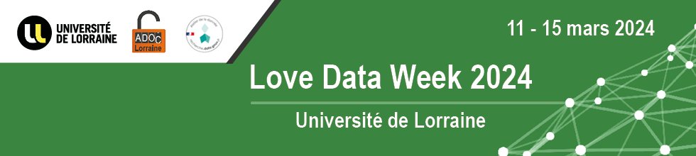 BraccoLaetitia's tweet photo. #LoveDataWeek 2024, c'est parti ! Du 11 au 15 mars, l'atelier de la donnée ADOC @Univ_Lorraine organise une semaine complète sur les #données : ateliers en ligne, webinaire spécial SHS, journée d'étude, quizz, jeu sérieux... Informations et inscriptions ➡️https://t.co/3oq8xqHUMn https://t.co/wYgddJQsJW
