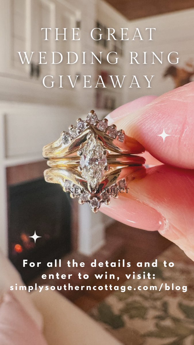 SSCottageBlog's tweet image. Today I’m announcing The Great Wedding Ring Giveaway! After holding onto my old ring for far too long, it’s time for it to begin its own story of redemption. ❤️
Learn more here: simplysoutherncottage.com/2024/01/15/the…
#weddingring #weddingday #weddinginspiration #weddinginspo