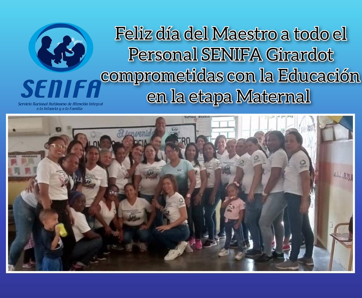 SenifaG's tweet photo. Feliz día del Maestro, en especial a todo el equipo de Madres y Docentes Comunitarias #SENIFA por su esfuerzo, dedicación, amor y compromiso en nuestro espacios #LaAtencionNoConvencionalNoSeDetiene @NicolasMaduro @_LaAvanzadora @gtorodelara @PiedadQuintana1 @PrensaSenifa https://t.co/RrtygfYd28