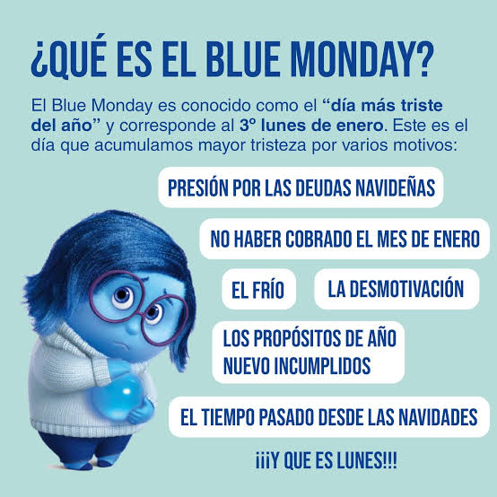 sexologa_san's tweet photo. El #BlueMonday o #LunesAzul ya está aquí.
Este 15 de enero está considerado el día más triste del año 🥲
¿Cómo se sienten hoy mi gente bonita? https://t.co/lm1vST5ceI