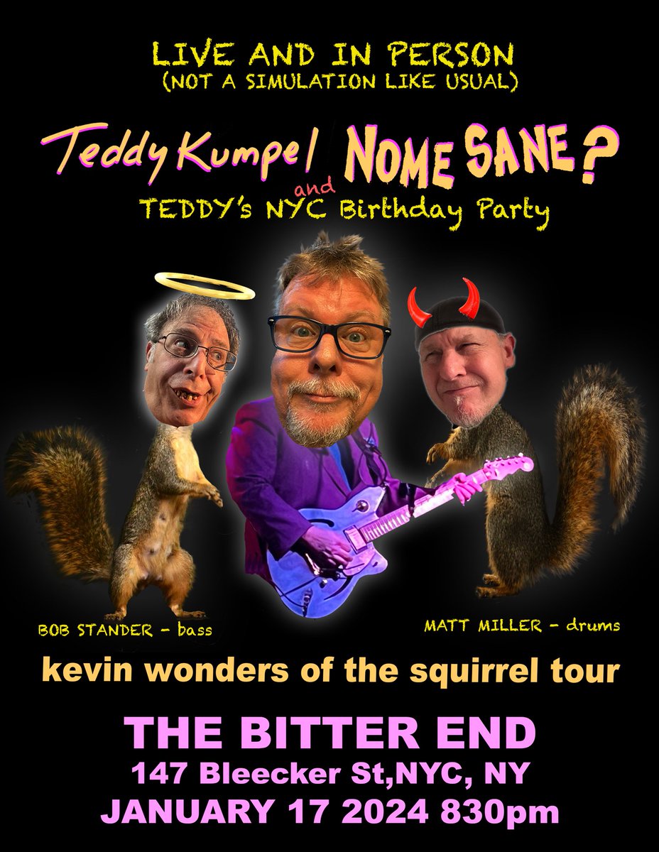 TeddyKumpel's tweet photo. Nome sane? Shows This week: 

Wednesday, Jan 17 Bitter End NYC 830-10 

Friday, Jan 19 Still Partners Sea Cliff NY Long Island 8-11

Celebrating my birthday on stage with my friends is the best! https://t.co/AbfGtEJ6eo