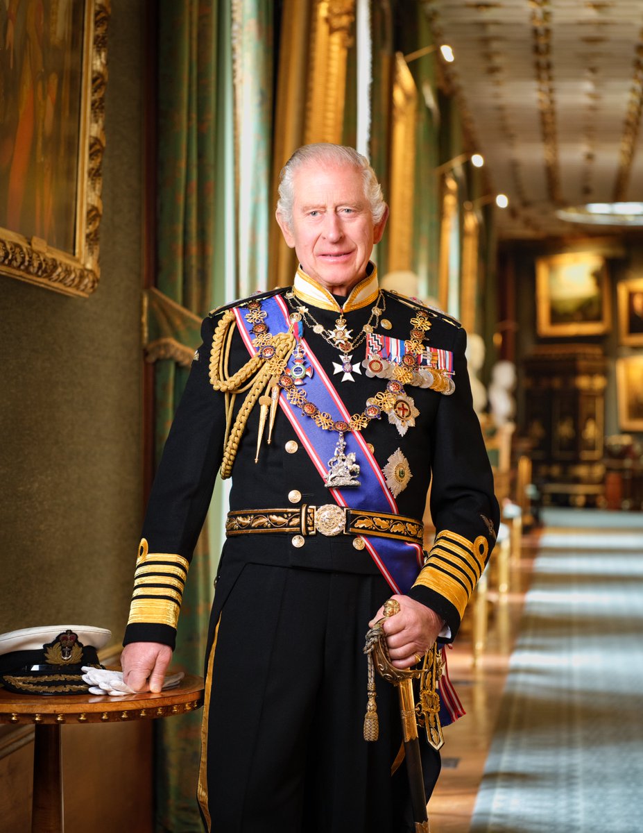 A new portrait of The King, wearing his Admiral of the Fleet uniform, will be made available to display in all public buildings in the UK.

Schools, councils and courts can apply for a free portrait, which was taken in Windsor Castle last year by photographer Hugo Burnand.