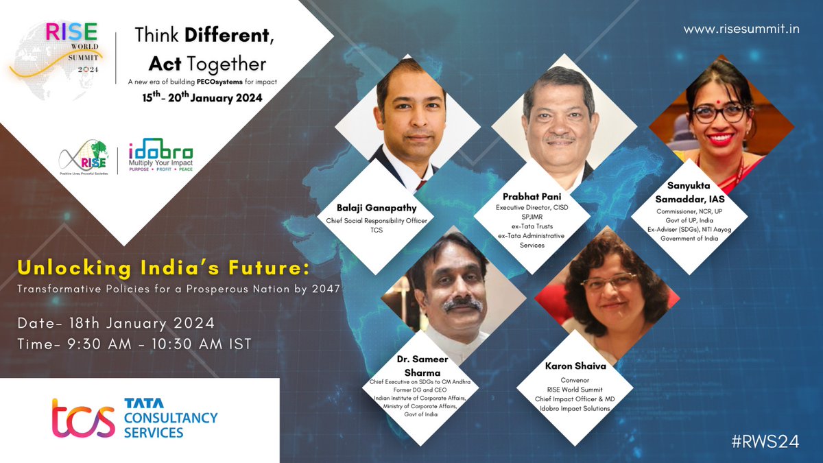 RISEInfinityF's tweet photo. Unlocking India’s Future: Transformative Policies for a Prosperous Nation by 2047

 January 18th, Thursday, 9:30 – 10:30 am IST

Speakers include:

Balaji Ganapathy, Prabhat Pani, Sanyukta Samaddar, and  Dr. Sameer Sharma

Join here:  https://t.co/V8V8evI3Tf https://t.co/IL5bH8FyKU