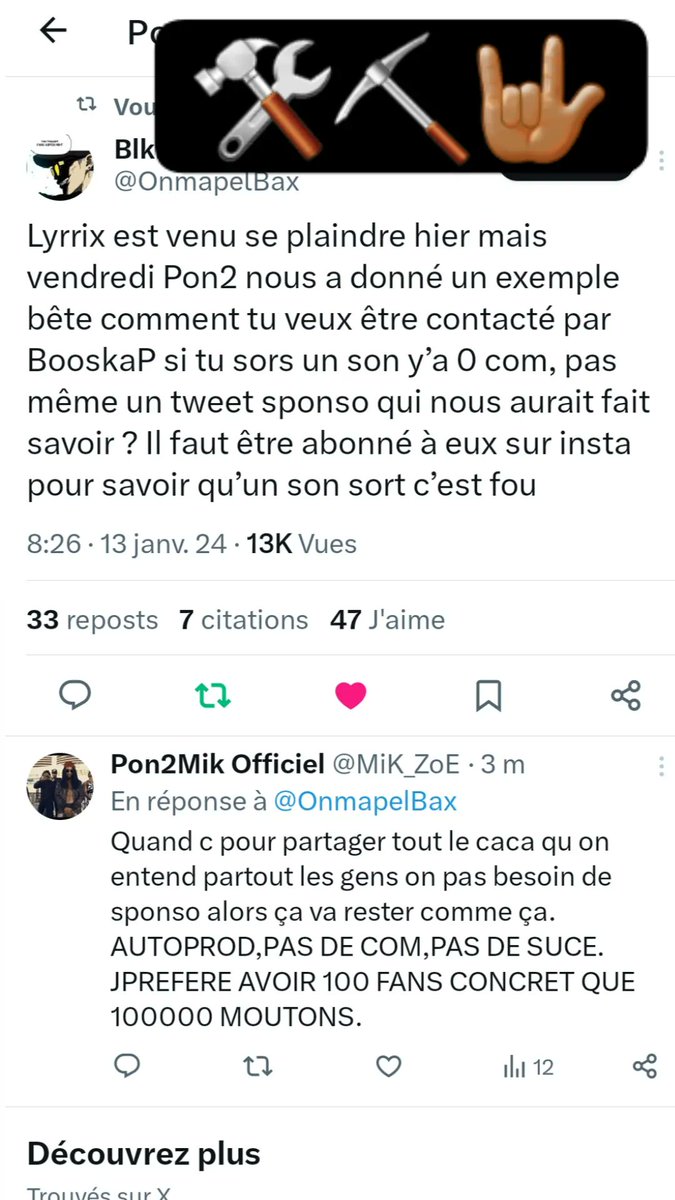 Sans communication souvent faite par des charlatans, sans suce,mais avec la musique. Et une ptite équipe sympa🔥🛠💯