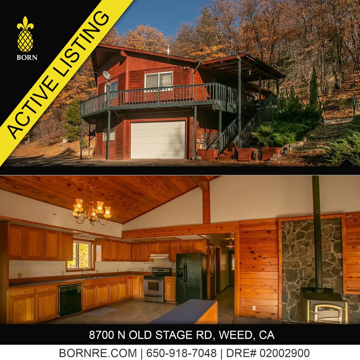 BornManagement's tweet photo. ACTIVE LISTING - 8700 North Old Stage Rd, Weed, CA. Nestled on a 5-acre lot, this house is the epitome of rustic elegance & peaceful living. List price $380,000 https://t.co/HzFyn6HOSK π ππ #houseforsale #bornrealestate
#WeedRealEstate #WeedHomes #SiskiyouCountyRealEstate https://t.co/EKExDekhJG