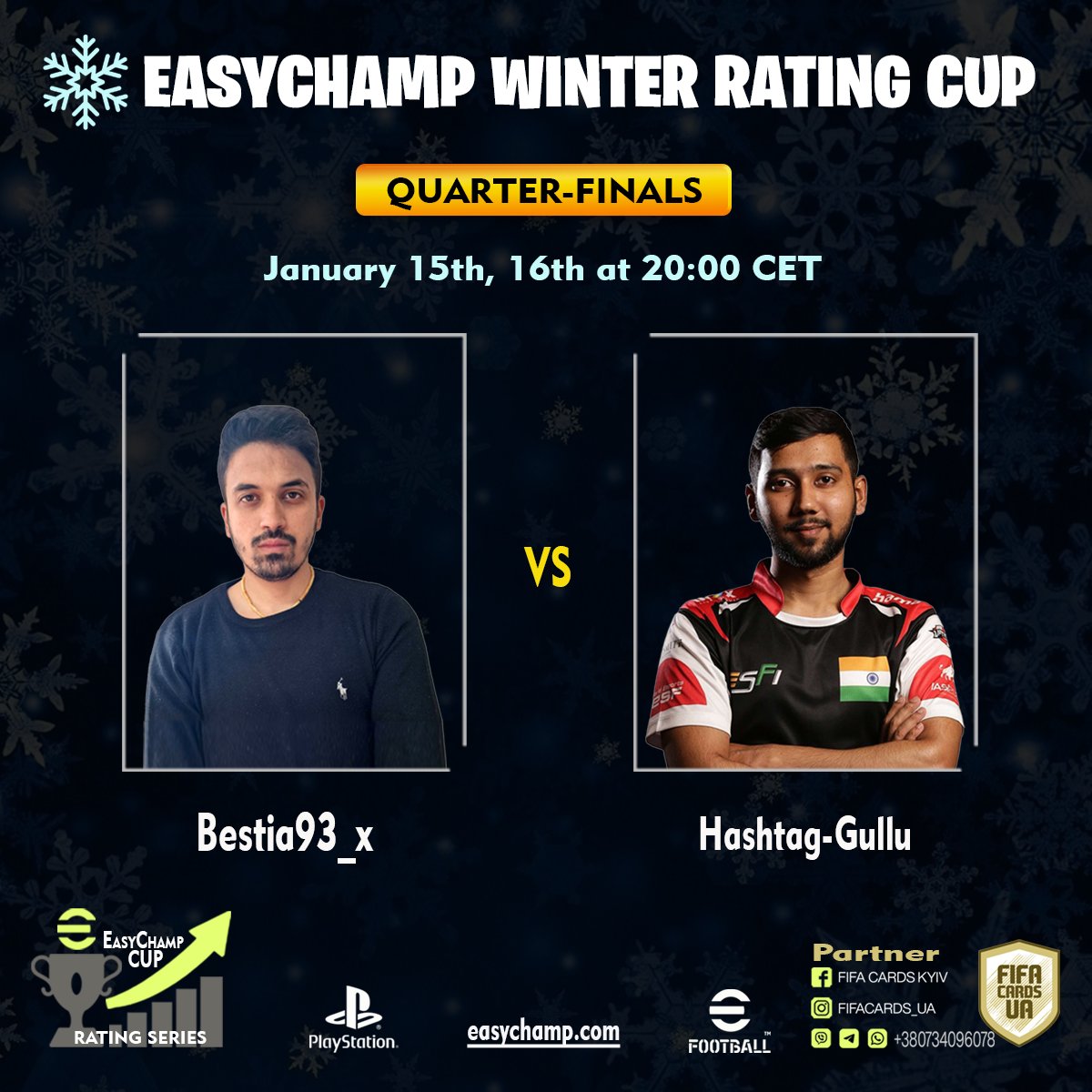 🏆🎮⚽️ Winter Rating Cup Playoffs Alert!The Round of 16 was 🔥! Congrats to the 8 teams heading to the 1.4 finals! Tension's rising as we get closer to the Winner's Cup! 🌟
🗓️ Next round: Jan 15, 20:00 CET 🔄 Backup: Jan 16, 20:00 CET (Coordinate for changes)

Good luck, teams!