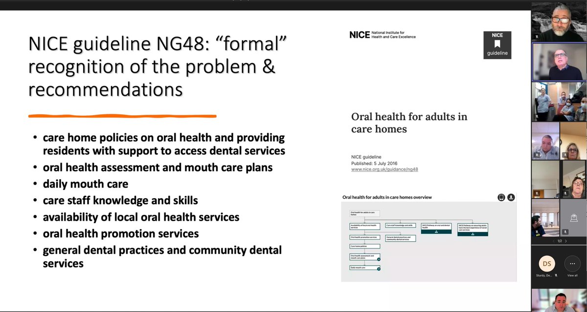 GerryMcKenna_'s tweet photo. Great to contribute to today's CRED Talk: Knowing how to support mouthcare and health for older people living in care homes with George Tsakos from @UCL_DentalPH and Paul Brocklehurst to discuss @TOralhealth and SENIOR studies.  @NIHRresearch @Gerodontology @BSGcarehomes @TheBDA https://t.co/LUFC3Ho9Np