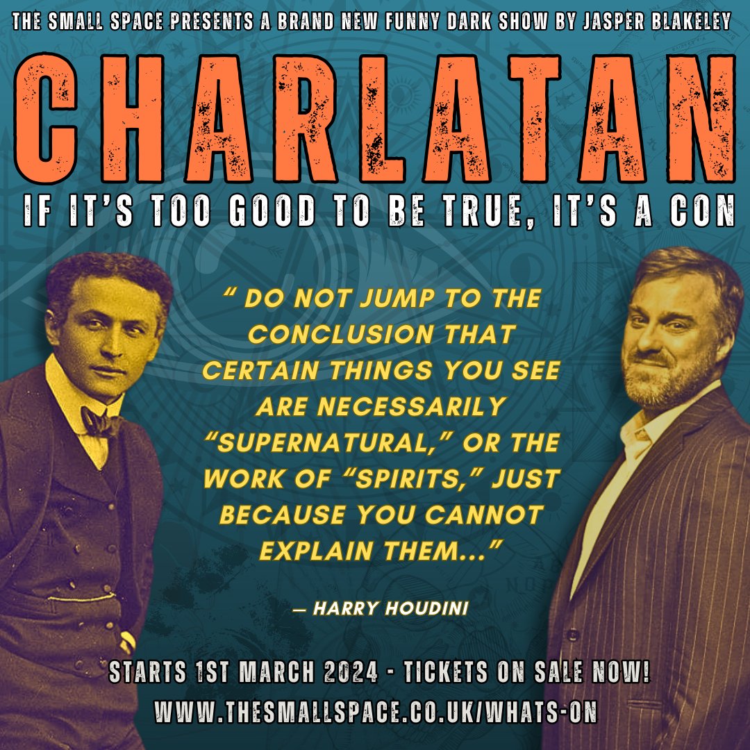 TheSmallSpace5's tweet photo. MARCH TICKETS RELEASED! see our Brand New Magic &amp; Mind-Reading show 'CHARLATAN' our most ambitious show to date! 

Limited run so book now

 https://t.co/ako6UppQU9 

#comedy #worksparty #standupcomedy #celebrate #barryisland #Barry #livevenue #magic #cocktails #livemusic #comedy https://t.co/mthuWLYfRE