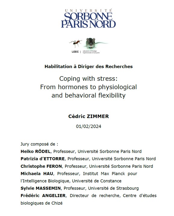 cedzimmer's tweet photo. I will be defending my Habilitation (HDR) on February 1st at 2pm (Paris time). There will be a Zoom link if anyone is interested. @LEEC_USPN @univ_spn #AnimalBehavior #Endocrinology #plasticity https://t.co/QEdujlN37E