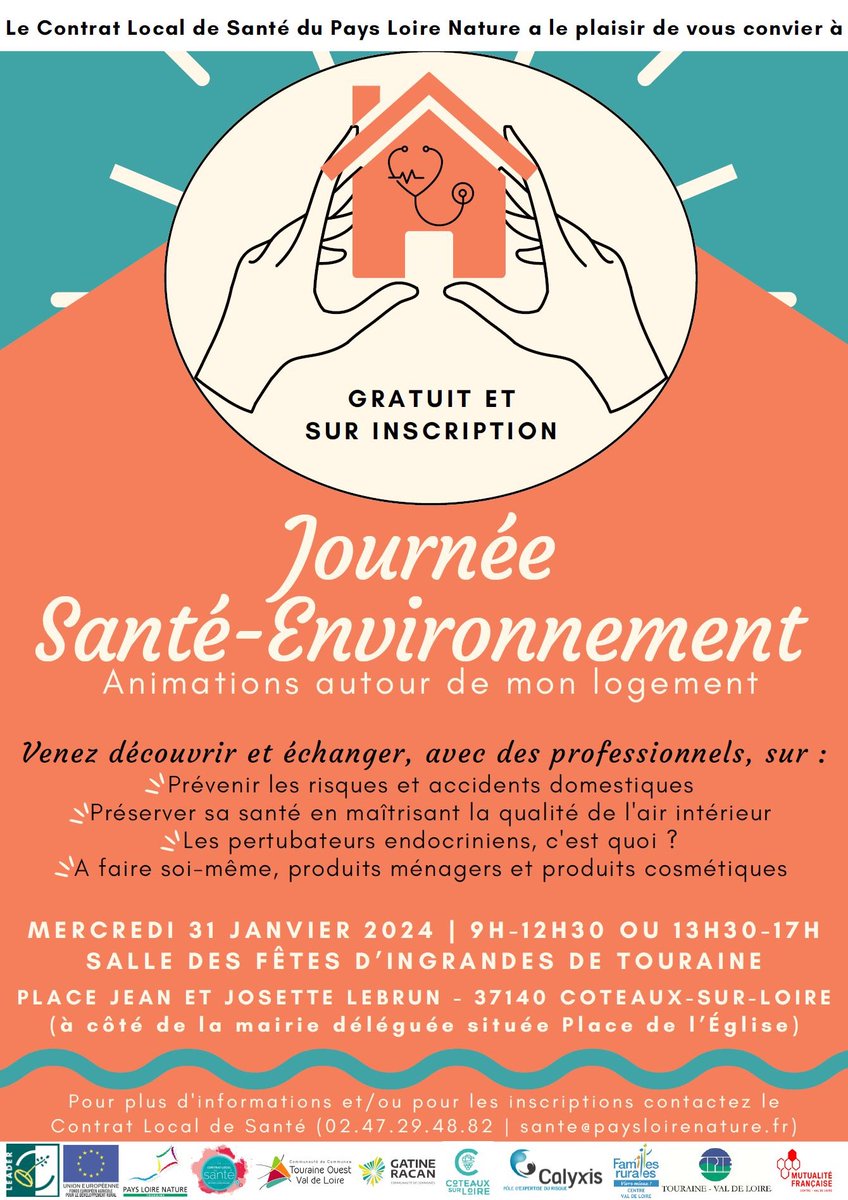 Mut_MFCVL's tweet photo. Le 31 janvier aura lieu la 2ème journée du cycle Santé-environnement 2024 développé dans le cadre du Contrat Local de Santé du Pays Loire Nature. 

Découvrez des animations autour de votre logement sur des enjeux de santé en d'environnement🏡

@ARS_CVDL https://t.co/fsGKJcNRFs