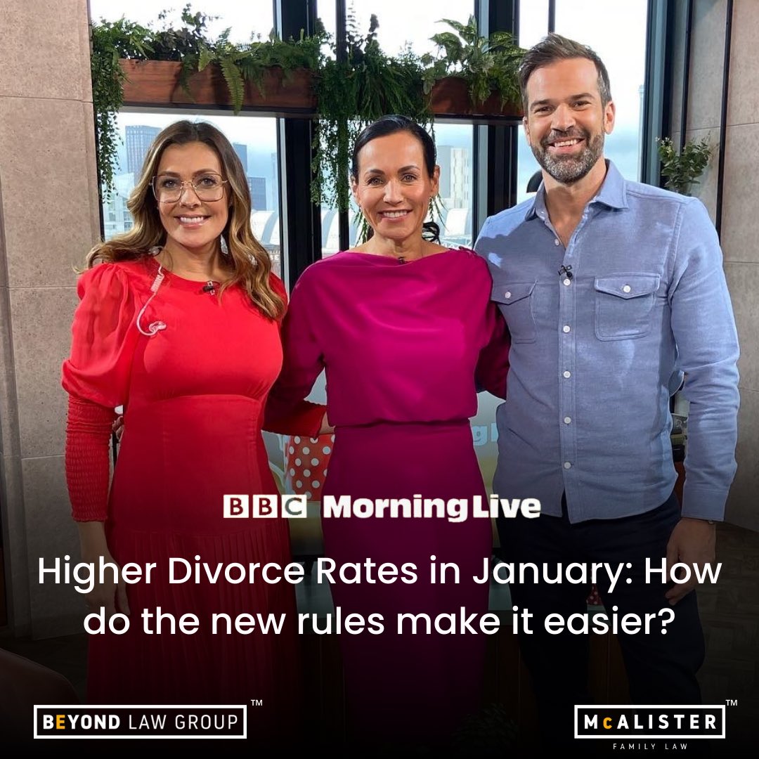 Beyond Law Group (@beyondlawgroup) on Twitter photo On Wednesday morning, <a href="/Amandamclaw/">Amanda McAlister</a> will be back on the <a href="/BBCMorningLive/">BBC Morning Live</a> sofa talking about new divorce rules and how they will make the divorce process easier for separating couples.
If you have any questions: hello@mcalisterfamilylaw.co.uk
#bbcmorninglive #divorce #familylaw On Wednesday morning, <a href="/Amandamclaw/">Amanda McAlister</a> will be back on the <a href="/BBCMorningLive/">BBC Morning Live</a> sofa talking about new divorce rules and how they will make the divorce process easier for separating couples.
If you have any questions: hello@mcalisterfamilylaw.co.uk
#bbcmorninglive #divorce #familylaw