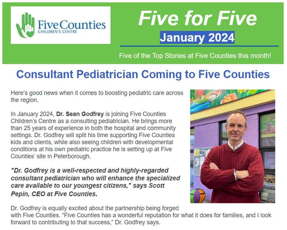 5CountiesKids's tweet photo. Stay on top of whatโs happening at Five Counties. Sign up for our #FiveForFive e-newsletter to learn top 5 things happening each month. Our January edition is out with news on our new pediatrician, seating clinic, upcoming โfunโdraising events + more!
๐ฐhttps://t.co/TvpY9PRdxl https://t.co/XLp3YYmP5t