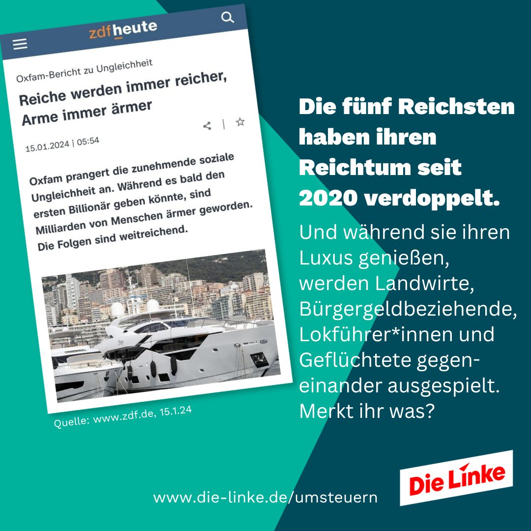 Auch in Deutschland ist das Gesamtvermögen der fünf reichsten Menschen seit 2020 inflationsbereinigt um rund drei Viertel (73,85 %) gewachsen: von etwa 89 auf etwa 155 Milliarden US-Dollar. Es reicht! #TaxTheRich