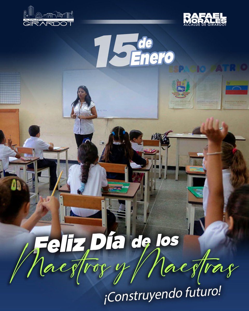 AlcDeGirardot's tweet photo. #15Ene celebremos a quienes forman parte esencial de nuestra formación académica y personal.

La educación nace en el hogar, pero es en las escuelas, de la mano de dedicados profesionales, donde proyectamos nuestro futuro. ¡Feliz Día del Maestro! 🧑🏽‍🏫📚

@RafaelMaracay21 
#Maracay https://t.co/anw3ZxWjWO