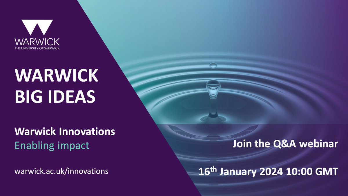 Final reminder for all those with innovative ideas that need extra help to start making them a reality. Join the webinar tomorrow to discover how Warwick Big Ideas could start supporting you...Register your place: us06web.zoom.us/meeting/regist…