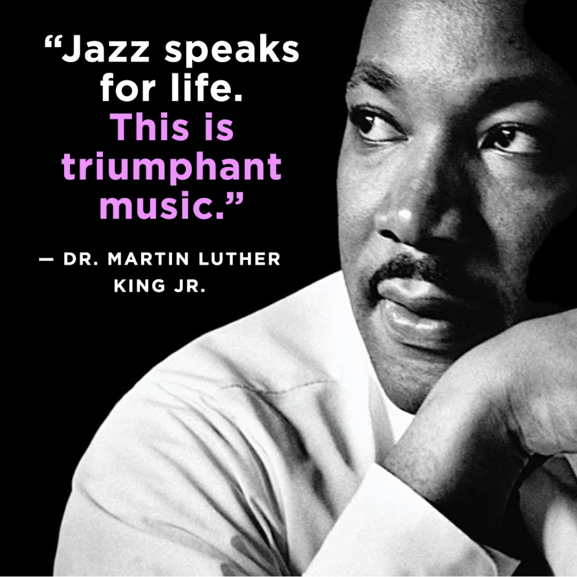 SFJAZZ's tweet photo. “Jazz speaks for life ... This is triumphant music.” 
— Dr. Martin Luther King, Jr.

Today &amp; everyday, SFJAZZ honors and celebrates the legacy of civil rights leader &amp; social justice champion Dr. Martin Luther King Jr &amp; his message of freedom, equality, education, justice &amp; love. https://t.co/OGZNRHW93Q