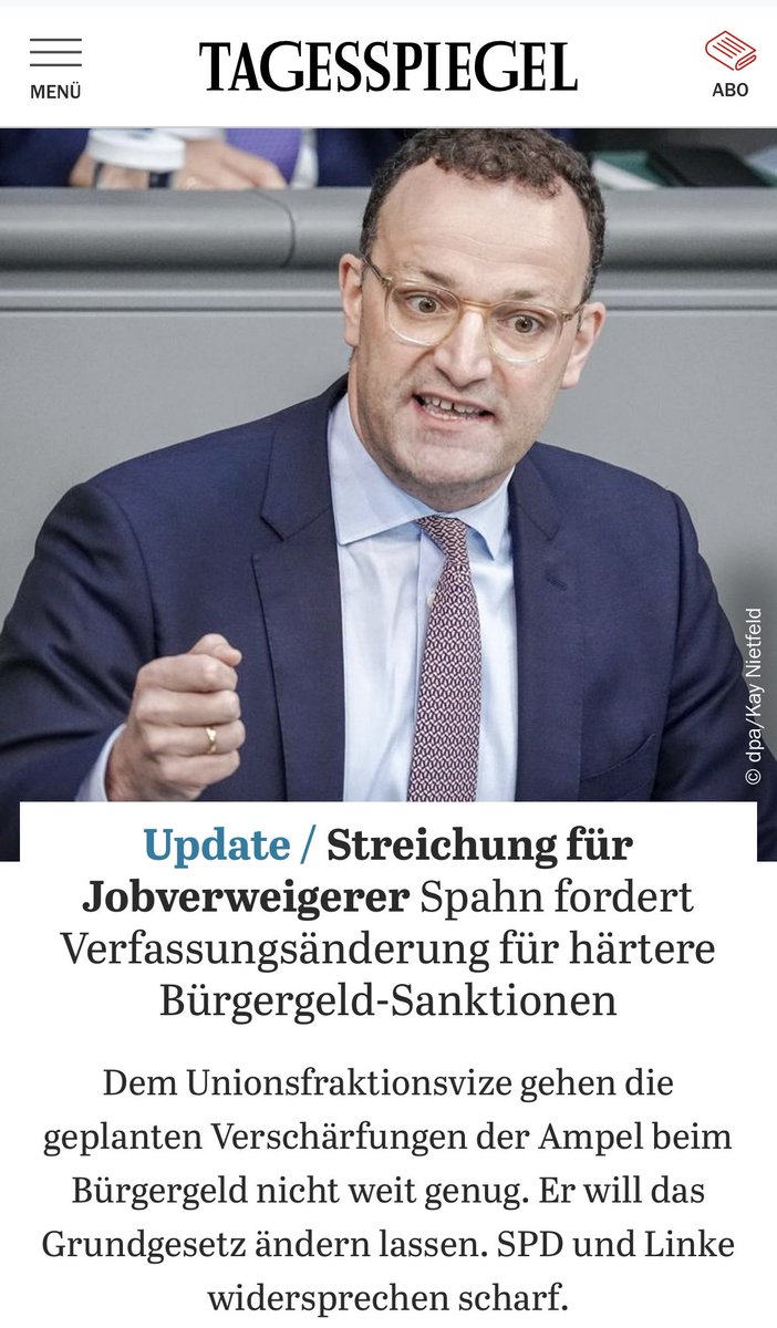 UlrichSchneider's tweet photo. Art. 1 (Menschenwürde) und Art. 20 (Sozialstaat) unseres Grundgesetzes sind als Kern unserer Verfassung zum Glück nicht abänderbar, nicht mal für Leute wie @jensspahn, die offensichtlich Probleme mit unserem GG haben und sich direkt gegen unsere Verfassung stellen. https://t.co/Rf34BJLTd2