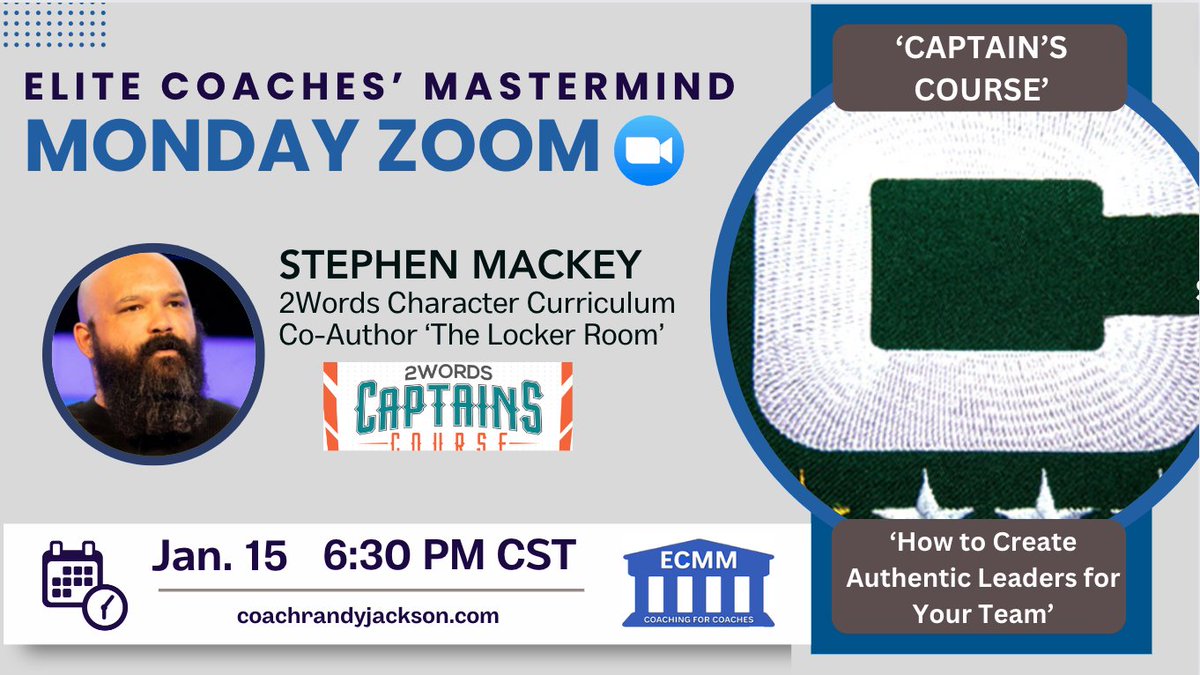 ELITE_COACHES_MASTERMIND (@elitecoachesma1) on Twitter photo If I had a dime for every time I've heard a coach say, 'We just don't have any leaders...'
Tonight, @MackeySpeaks will share w/ us his SYSTEM to create real leaders-CAPTAINS!
FREE! Email for the link-culture@coachrandyjackson.com
<a href="/Coach365USA/">Jay Zeller</a>
<a href="/CoachJacksonTPW/">Randy Jackson</a>
<a href="/fastnwide/">FASTNWIDE</a> If I had a dime for every time I've heard a coach say, 'We just don't have any leaders...'
Tonight, @MackeySpeaks will share w/ us his SYSTEM to create real leaders-CAPTAINS!
FREE! Email for the link-culture@coachrandyjackson.com
<a href="/Coach365USA/">Jay Zeller</a>
<a href="/CoachJacksonTPW/">Randy Jackson</a>
<a href="/fastnwide/">FASTNWIDE</a>