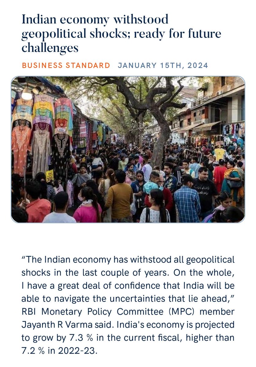 VariyaDipak's tweet photo. Indian economy withstood geopolitical shocks; ready for future challenges
https://t.co/8TEiwN9ZPi via NaMo App https://t.co/STVDoxWx0C