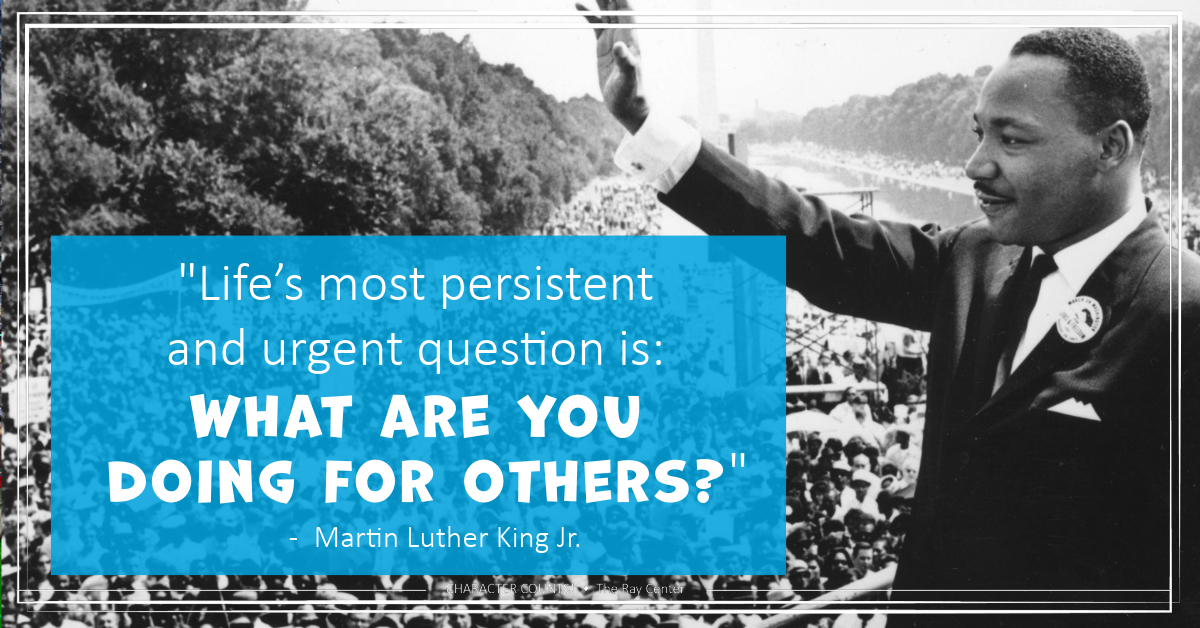 Today we honor Martin Luther King Jr. by observing #MLKDay. We challenge you to do something for others today, to honor the incredible legacy of Dr. Martin Luther King Jr. 💙👏 #CharacterCounts