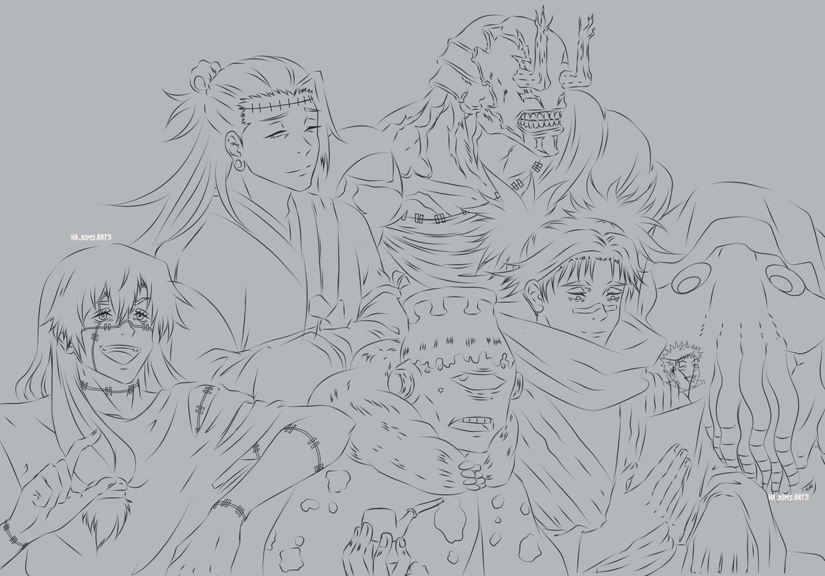 el_arte29's tweet photo. Finally! It's done. Took me so long to finish them.

#jujutsukaisenseason2
#jujutsukaisenfanart #digitalart #traditionalart #mahito #kenjaku #jogo #hanami #choso #dagon #cursedspirit #ryomensukuna #SatoruGojo #GetoSuguru #yujiitadori #Shibuya https://t.co/SqtJpNVDFC