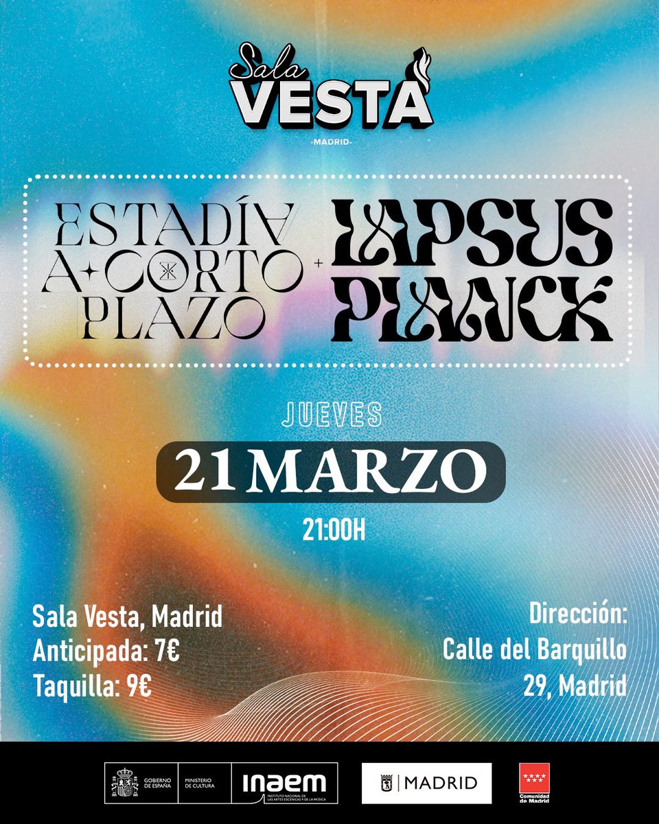 estadiabanda's tweet photo. 🪩 MADRID 21/03/2024 🪩

Nos vemos en la Sala Vesta, junto a @LapsusPlanck 🔥🔥

Entradas en Link 🎟️:

https://t.co/1hZb6jwaL5 https://t.co/8o2cMGKJFD