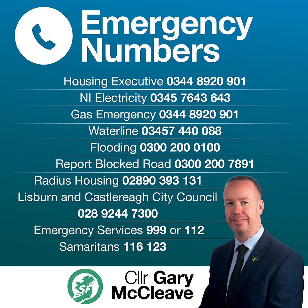 With the cold snap set to continue over the next couple days, please see below some useful contact numbers should you need them. Please be careful when out and about, and be mindful of vulnerable neighbours.