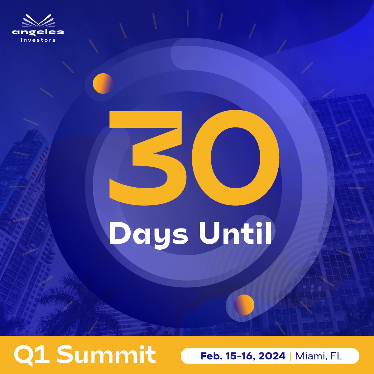 We are just 30 days away from our #Q1Summit! Experience investing in the top Hispanic & Latino startups and connecting with like-minded individuals through amazing networking opportunities this Feb. 15-16 in #Miami ➡ eventbrite.com/e/2024-1st-qua… #angelesmembers