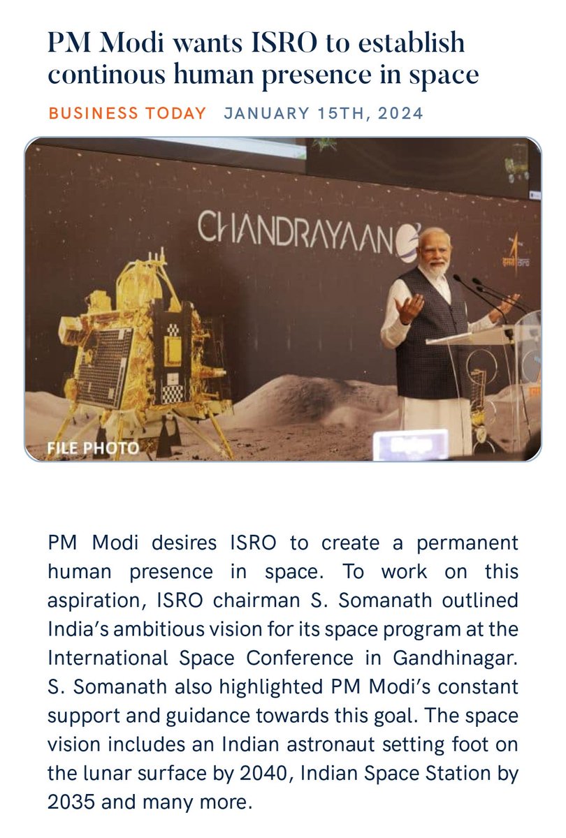 VariyaDipak's tweet photo. PM Modi wants ISRO to establish continous human presence in space
https://t.co/rKZGEKEezM via NaMo App https://t.co/BgZbLdYFut
