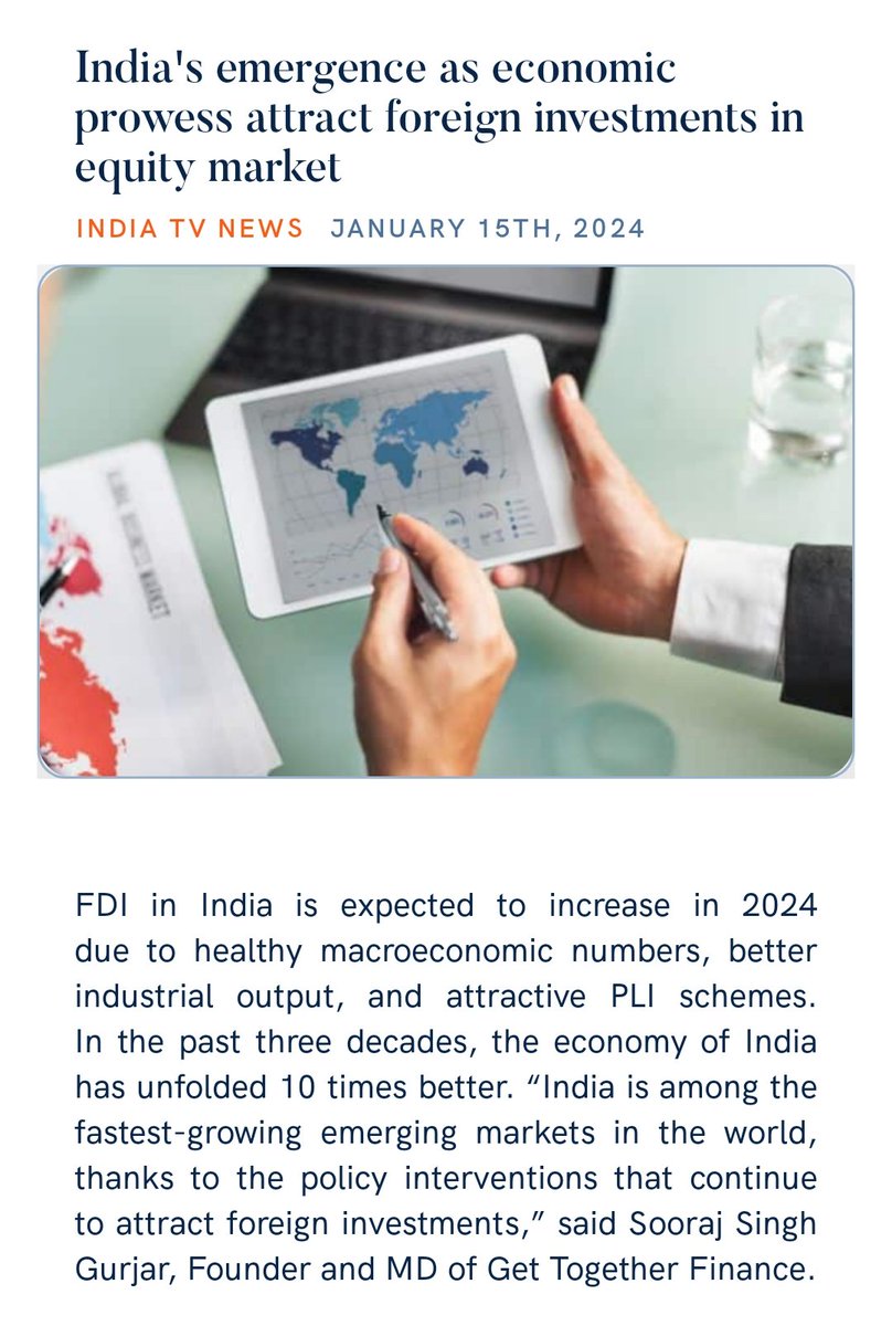 VariyaDipak's tweet photo. India's emergence as economic prowess attract foreign investments in equity market
https://t.co/w5lw6MKFrO via NaMo App https://t.co/RBMoPReEOK