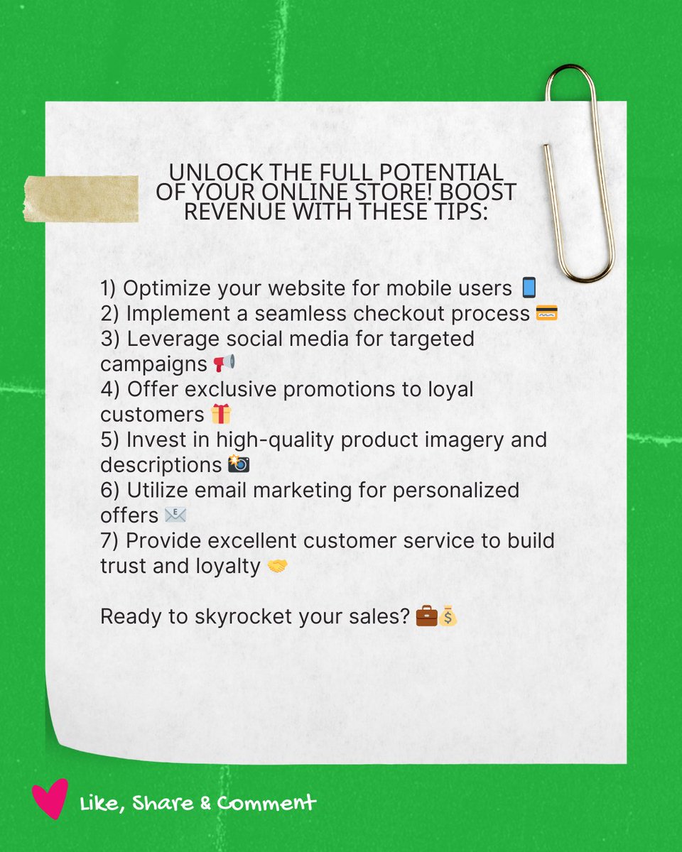 advertmindset's tweet photo. 🚀 Unlock the full potential of your online store! Boost revenue with these tips:
#EcommerceTips #OnlineBusiness #RevenueBoost 💰💰💰 https://t.co/ROdZG9MWlC