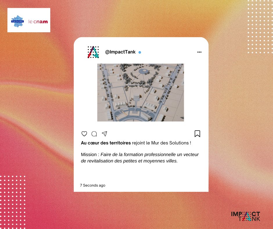 ImpactTank's tweet photo. #Murdessolutions ✨

Aujourd’hui, l’innovation sociale Au cœur des Territoires, de l'@ANCTerritoires  rejoint notre Mur des Solutions !

Concernant la mesure d’impact :
👉 1800 inscrits sur 2019/2020 et 2020/2021.
👉 Une vraie montée en compétence sur la formation professionnelle https://t.co/6ZXNYmS7ao