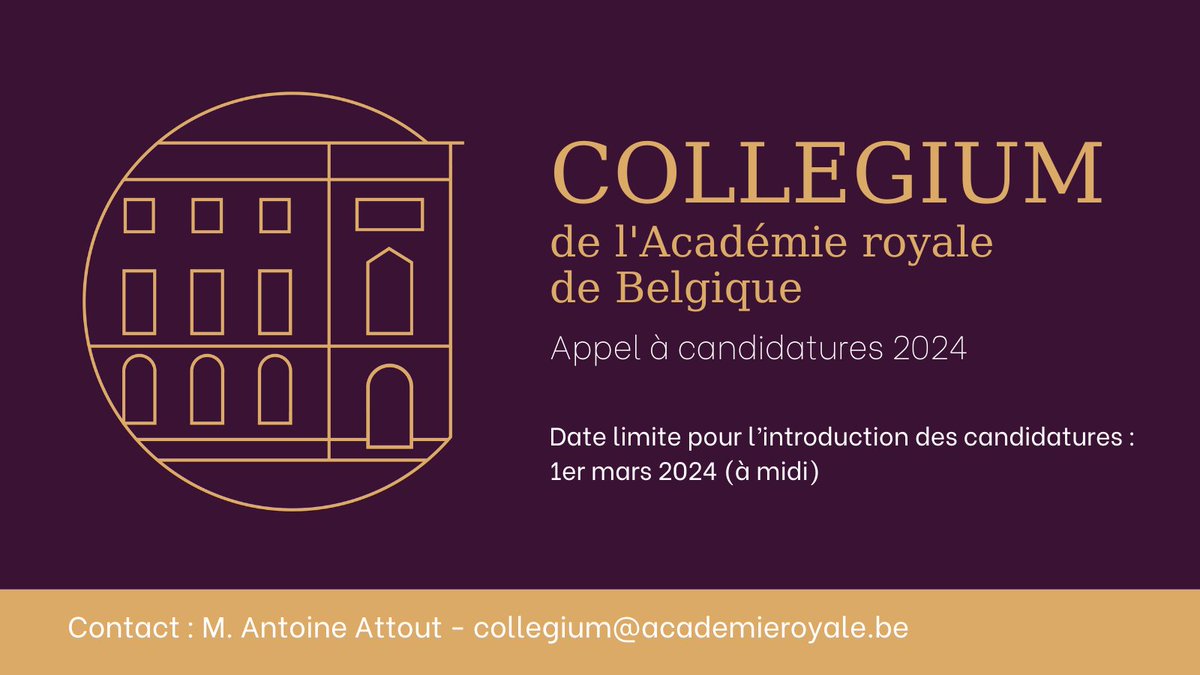 Collegium | Afin de développer ses missions, l’Académie souhaite associer à ses travaux de jeunes scientifiques ou artistes de la Fédération Wallonie-Bruxelles. L'appel à candidatures 2024 pour le Collegium est lancé ! 📅 1er mars 2024 👉 bit.ly/collegium2024