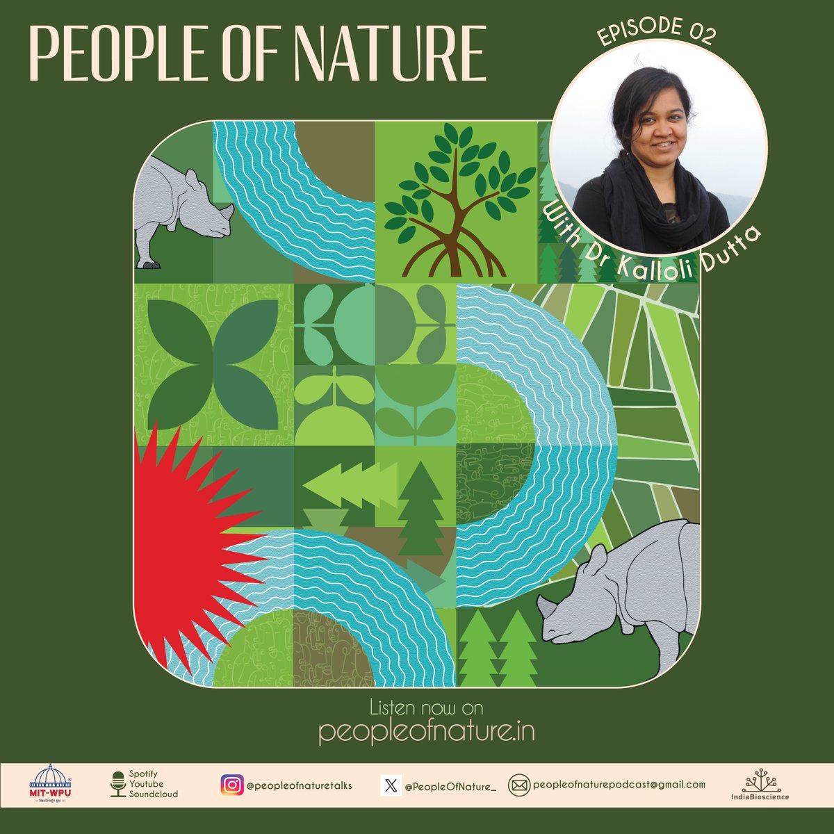 PeopleOfNature_'s tweet photo. 2nd Episode out now! Dr @KalloliD is an Assam-based landscape ecologist and conservationist.🏞

She talks about her career, spanning landscape ecology, community conservation and environmental consultation.
Listen now: https://t.co/pb58Iqw7kx

#indiabioscience #naturepodcast https://t.co/ouOan5yLIC